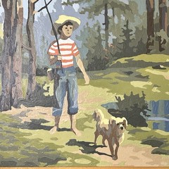 Vintage 1960’s Paint By Number, Boy And His Dog, Wood Frame, Beautiful