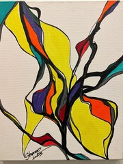 Oil Painting 16×20″ Hand painted abstract on canvas, colorful and bright