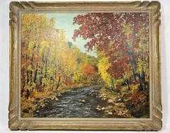 Harry M. Book Original Oil Painting 1956 Pennsylvania Landscape Framed 50”