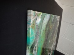 Original Abstract Acrylic Fluid Pour Painting 19 1/2×16 Canvas Resin Coated AR8