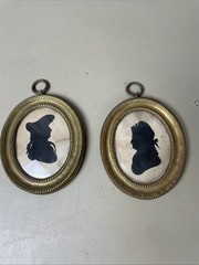 2 Antique Early 1800s SILHOUETTE’S in Period Frames ENGLAND