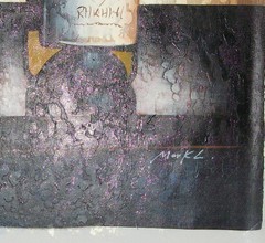 Hand painted and signed 2 bottles of vine art OIL PAINTING ON CANVAS, 20″ x 24″