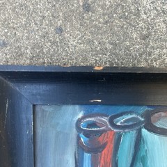 Vtg Original MCM Abstract Still Life Oil Painting – Artist Signed Walen- Framed