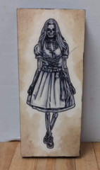 Custom Made 8 x 4 Vintage Style Ink Illustrations – Oktoberfest Woman