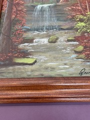 Original Oil Painting The Waterfall by Iva Prince Landscape Signed TN 2003 11×14