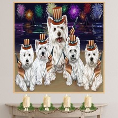 West Highland Terrier Dogs 4th of July Canvas Wall Art Patriotic Home Decoration