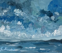 BLUE SKIES Art Painting Original Acrylic Texture Blues Aqua Impressionist Ocean