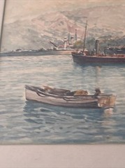 ANTIQUE PAINTING IMPRESSIONISM COASTAL NAUTICAL STACHOVSKI SIGNED PORT MARINA