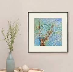 Birds Nest Abstract Oil Painting 25x25cm Landscape Original Painting on Painting Board