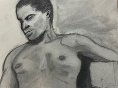 CHUCK GIBBON ALBUQUERQUE N.M. PORTRAIT DRAWING ON PAPER 12″ X 13.75″ 1993