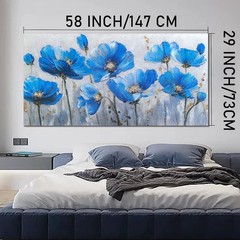 Large Hand Painted Floral Canvas Wall Art Botanical Wildflower Artwork 29×58 in