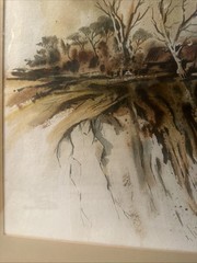 ORIGINAL MCM LORRAINE FIEGE ABSTRACT IMPRESSIONIST LANDSCAPE WATERCOLOR SIGNED