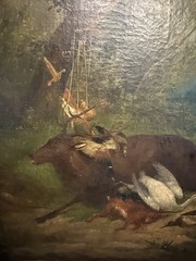 Desportes Oudry Old Oil on Canvas Dead Game Nature in Landscape 60×73