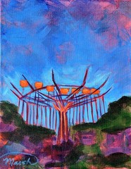 Original Bold 11×14 Impressionist Carnival Painting Acrylic Canvas Signed Decor