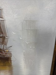 Vintage Garcia Nautical Oil Painting Clipper Ghost Ship Seascape Canvas 28×24