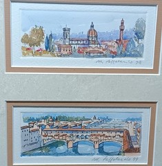 Watercolor, Florence Italy, matted,framed in glass