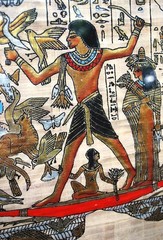 JOURNEY TO AFTERLIFE Framed EGYPTIAN PAPYRUS ART Hand Painted GOLD GILT Signed