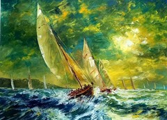 Painting by Lantigua Oil on Canvas Original Cuban Art „tempestad“sailboat