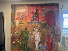 ORIGINAL ART BILL BRENNER VERY LARGE EXPRESSIONIST CUBIST CIRCA 1989 SHAPES
