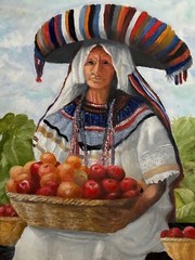 Painting of Mayan apple seller on 16×20 canvas by R.W.Weiss