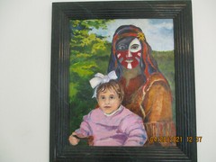 American West – portrait of artist’s daughter and woman in Native American garb