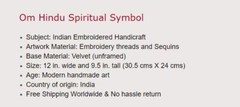 Indian Velvet Embroidery Art Handmade Jaipur Hindu Om Decor Ethnic Handicraft