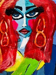 Modern Original POP ART colorful LADY #3 of 6 PORTRAIT PAINTING SWARTZMILLER DNA