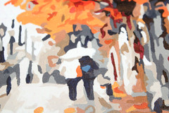 COMPLETED Autumn Rain Bridge Europe Fall Paint-by-number Kit 20-3/4″ x 15-5/8-SU