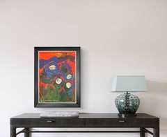 BLESSED#963 Hot Sky Blue Roses 12×9 Original Canvas Neo Abstract Expressionism