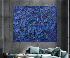 Jackson Pollock style￼￼ Canvas painting￼ 72” X 60”Abstract,Modern,XL,5ftX6ft