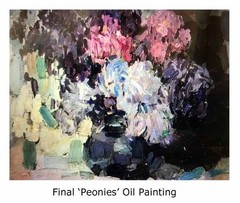STILL LIFE SALE Taos NM Watercolor LEON GASPARD ‚Peonies Double-Sided‘ 4″ x 5.5″