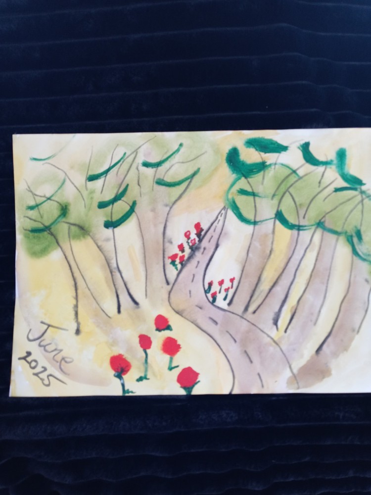 Whispers Along the Forest Road Original Watercolor & Ink on Paper By JJ Mammoth
