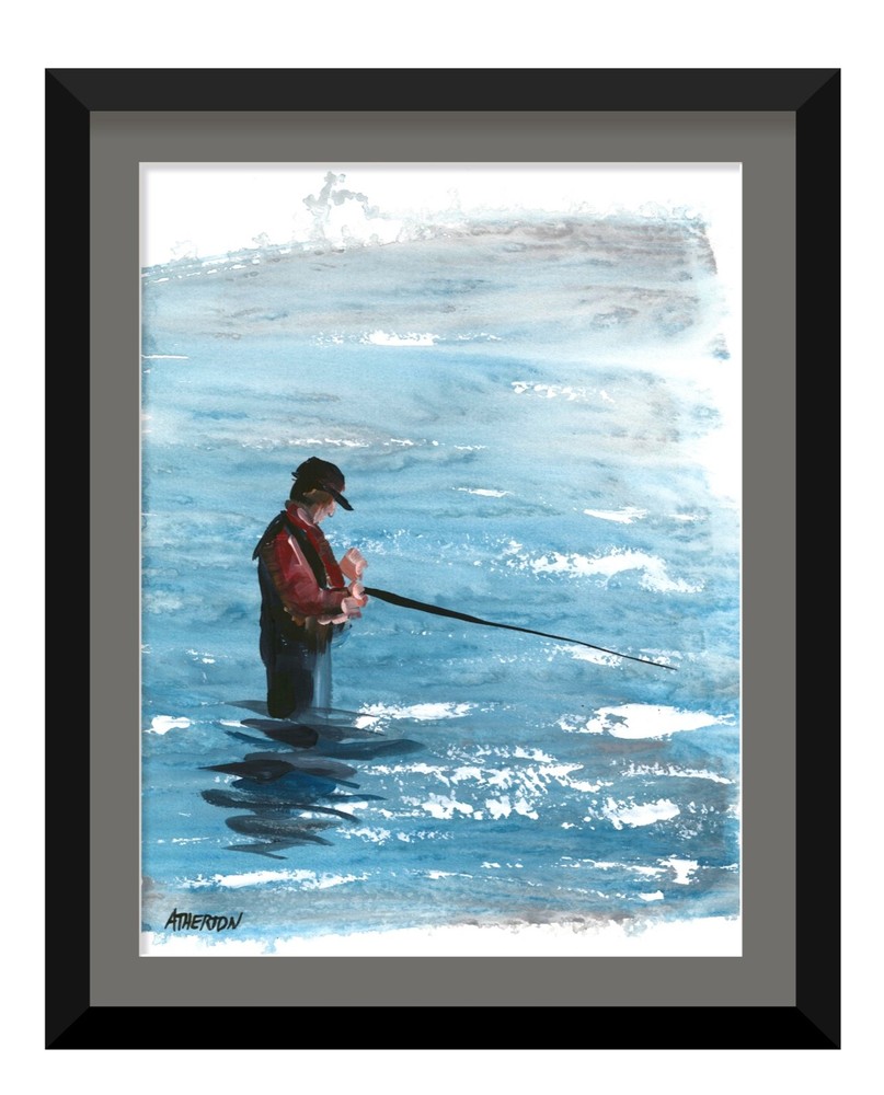 9×12 Original Fly Fishing River Painting Art Acrylic Father’s Day Fisherman