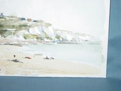 Original Watercolor Painting EDWARD WESSON Dover Beach Signed Brodick Bay