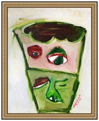 Alexandra Nechita Original Oil Painting on Canvas Signed Cubism Framed Artwork