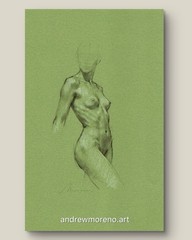 Original Mixed Media Female Portrait Figure Drawing Toned Paper Size (5.5×8.5)
