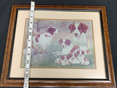 Framed Painting of Brittany Hunting Dogs
