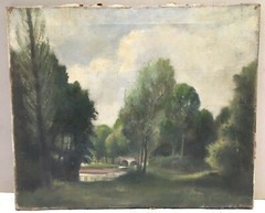 Old Oil Painting Signed Hudson River School Post-Impressionist Landscape