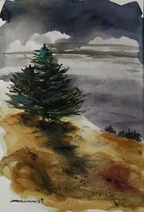 Original EVENING Landscape WATERCOLOR Painting JMW art John Williams