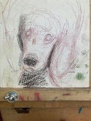 New York City Dog Poodle Oil Pastel Portrait Impressionist Art 6”x6”