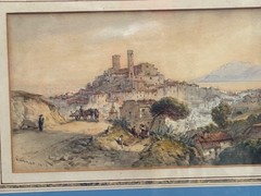 ANTIQUE 19C BRITISH SCHOOL WATERCOLOR PAINTING CANNES FRANCE ACKERMANN GALLERY