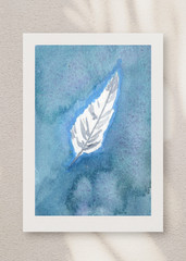 ACEO Art Trading Card Hope Floats Feather OOAK Original Painting Acrylic Marker