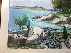 Frederick Childs (1908 – 1978) „Coastal Landscape“ Pastel Painting-Signed/Framed