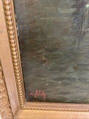 Vtg Framed Nautical Landscape Oil Painting Signed A Nelke 24×20.5 (16×20 Canvas)
