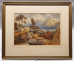 J. SMITH ORIGINAL 19TH C. SIGNED ANTIQUE ENGLISH LANDSCAPE WATERCOLOUR PAINTING