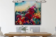 OOAK Original Acrylic Abstract Painting Art Landscape 24×24 Vibrant