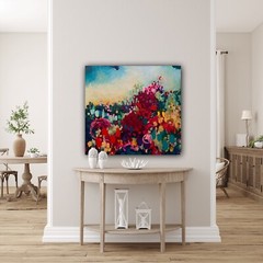 OOAK Original Acrylic Abstract Painting Art Landscape 24×24 Vibrant