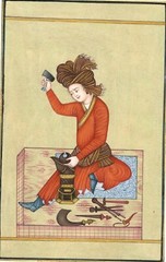 Persian Painting An Aristocratic Smithy Iranian Real Gold Art 7×9.5 Inches