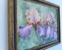 Irises in Bloom Original Oil Painting Framed Floral Artwork 8×10 in