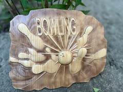 Bowling Wood Carving Multicolor Picture Woodworking 3D Handmade Wall Decor Bowle